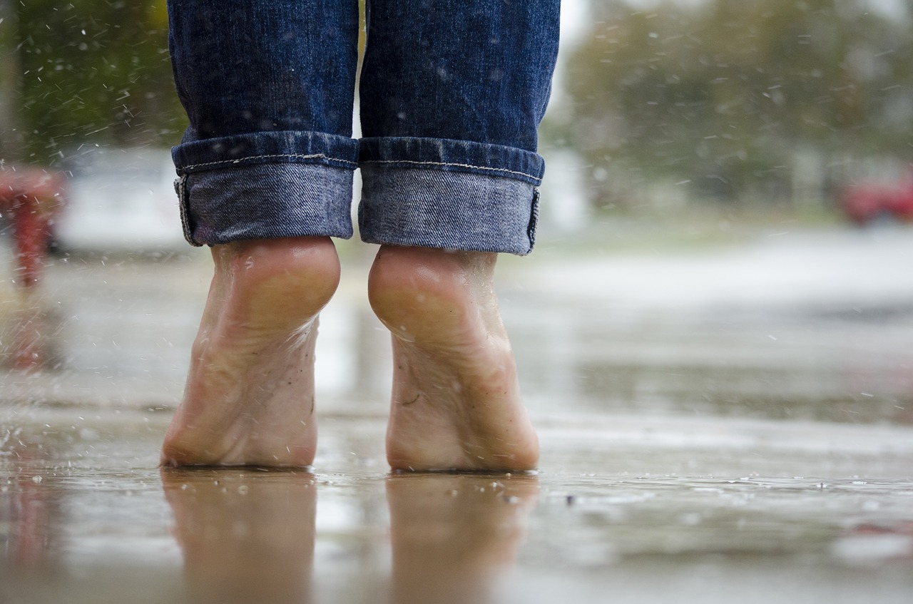 walking in the rain